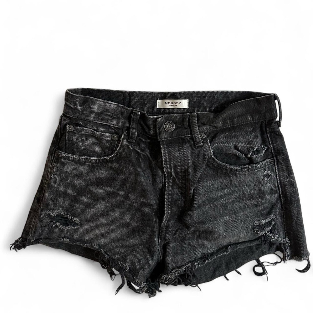Moussy Black Distressed Jean Shorts